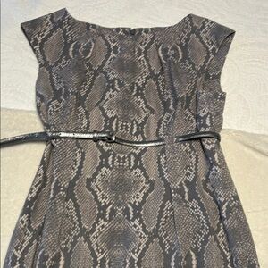 Elegant Snake Print Dress with Belt